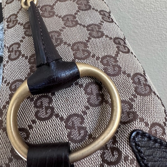 SOLD Gucci Horsebit Chain Clutch Bag Brown Monogram - Picture 10 of 16